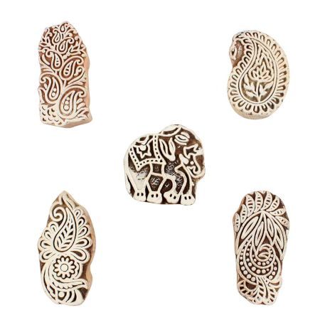 Set of 5 Piece New Mix Wooden Printing Blocks